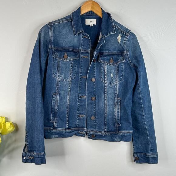 BP Distressed Medium Wash Denim Jean Jacket - Picture 1 of 7